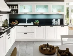 Aran Cucina bianca classica ad angolo Flaminia in Offerta Outlet- Cucine Ad Angolo