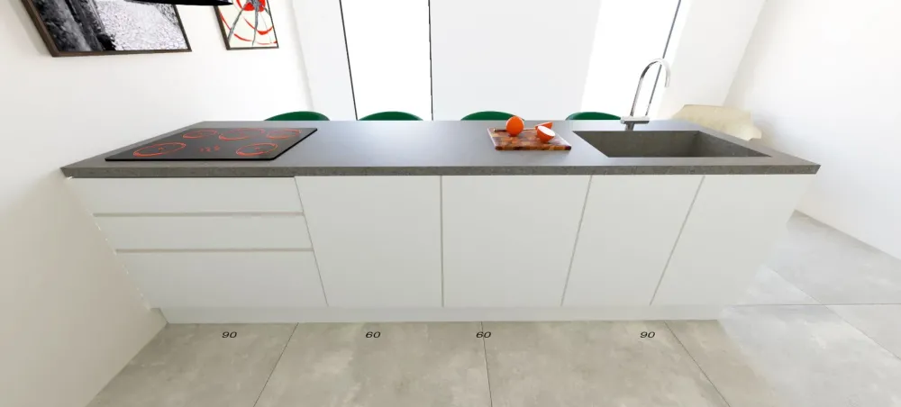 Cucina bianca design ad isola Kali in Offerta Outlet^Arredo3 Clearance