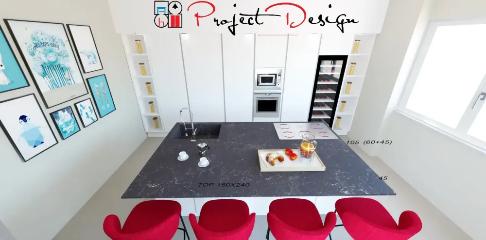 Cucina bianca design con isola Line a soli 9500€^Astra Outlet