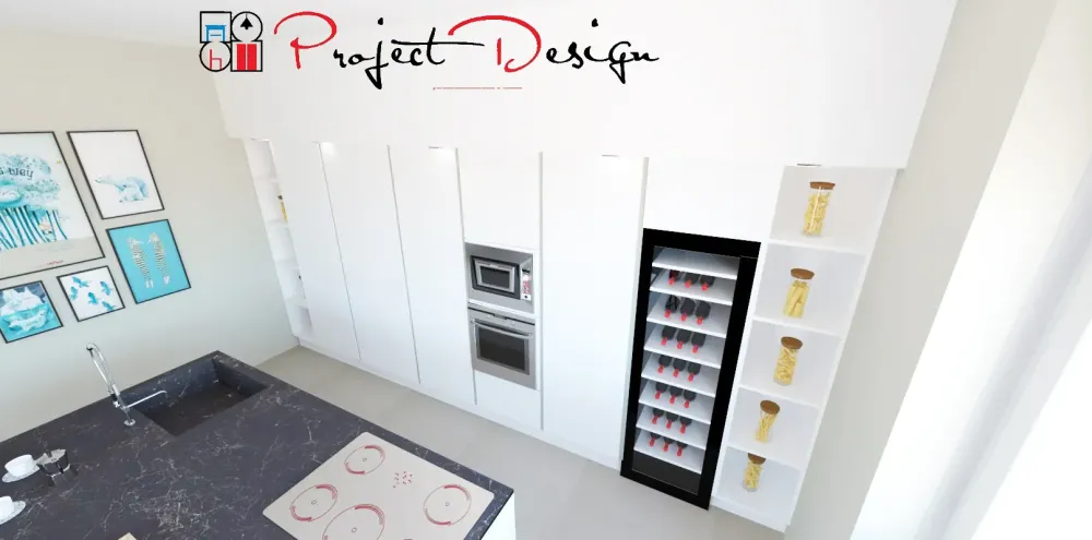 Cucina bianca design con isola Line a soli 9500€^Astra Outlet