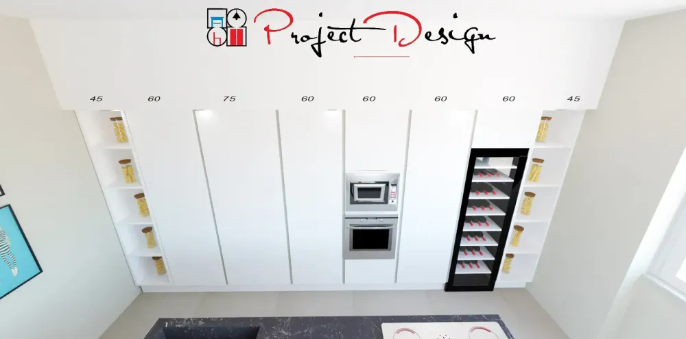 Cucina bianca design con isola Line a soli 9500€^Astra Outlet