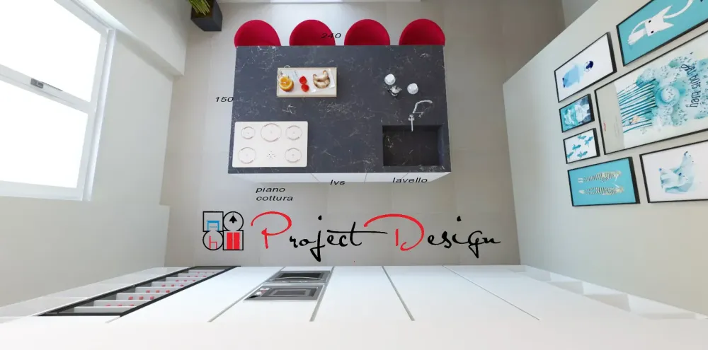 Cucina bianca design con isola Line a soli 9500€^Astra Outlet