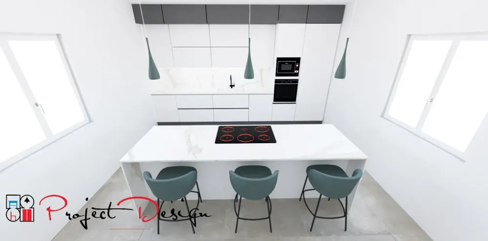 Cucina bianca design con isola Kali a soli 7300 Euro^Arredo3