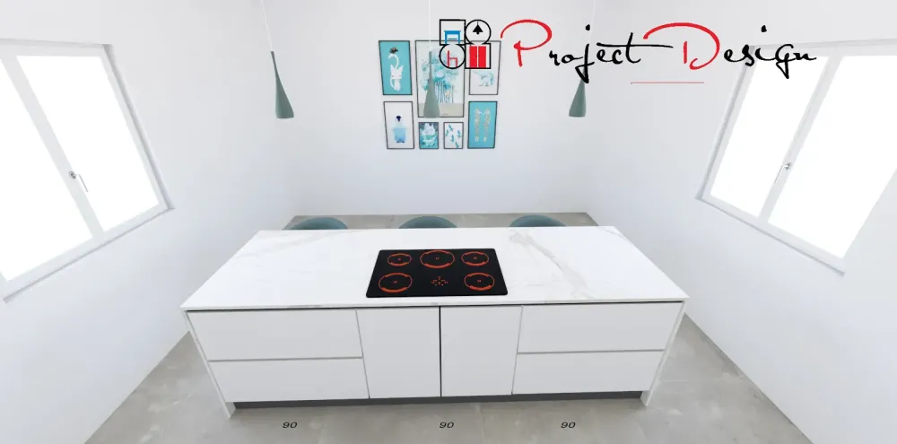 Cucina bianca design con isola Kali a soli 7300 Euro^Arredo3