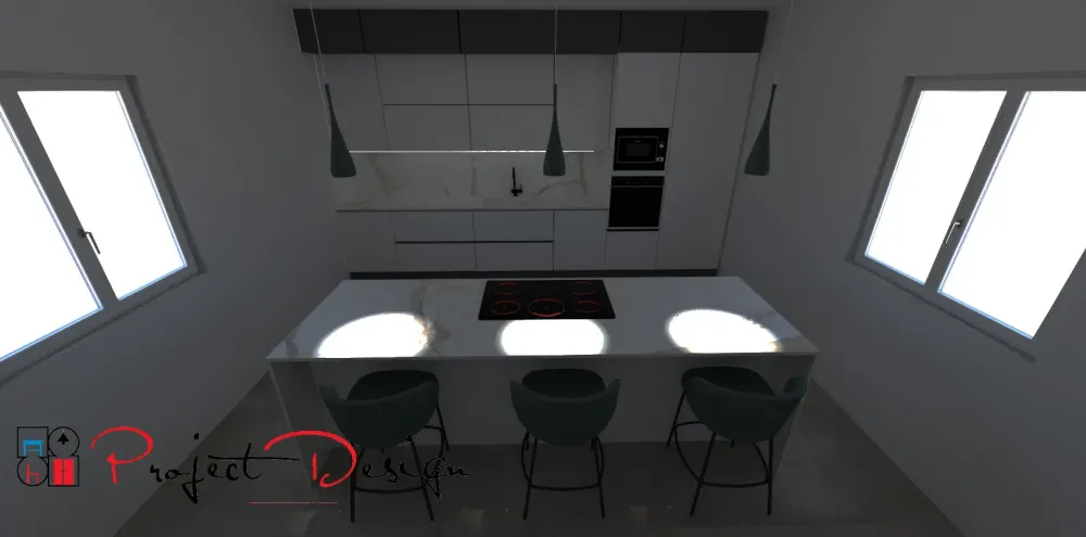 Cucina bianca design con isola Kali a soli 7300 Euro^Arredo3