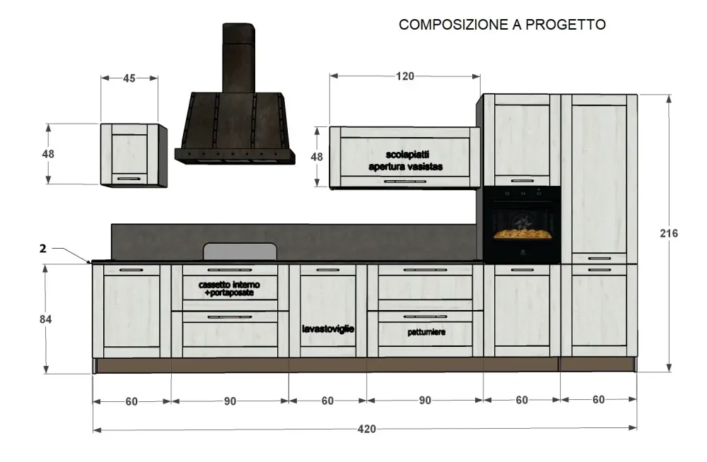 Stosa Cucina bianca industriale lineare City- Cucine Lineari