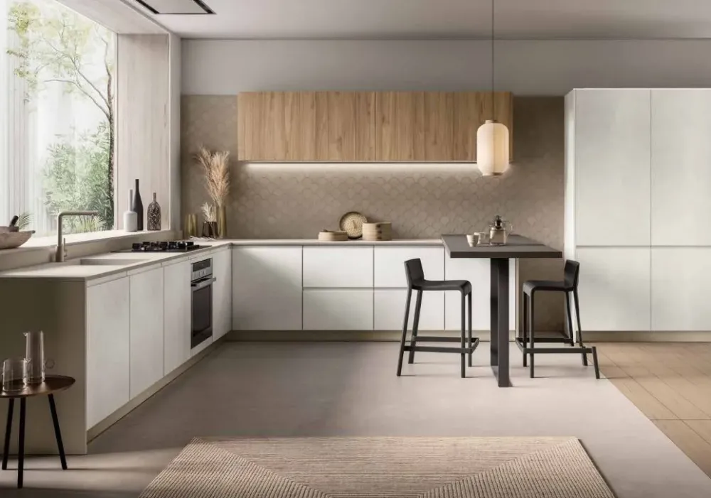 Collezione esclusiva Cucina bianca moderna ad angolo. Colonne in Offerta Outlet. Nuovi mondi cucine.- Cucine Ad Angolo|Cucine Moderne