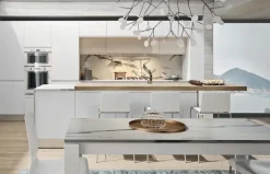 Collezione esclusiva Cucina bianca moderna con isola Cucina white minimal design con isola   in offerta- Cucine Ad Isola|Cucine Moderne