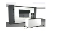 Discount Cucina bianca moderna con isola Cucina moderna con isola e colonne laccata bianca maniglia j   in Offerta Outlet Cucine Ad Isola|Cucine Moderne