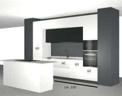 Discount Cucina bianca moderna con isola Cucina moderna con isola e colonne laccata bianca maniglia j   in Offerta Outlet Cucine Ad Isola|Cucine Moderne