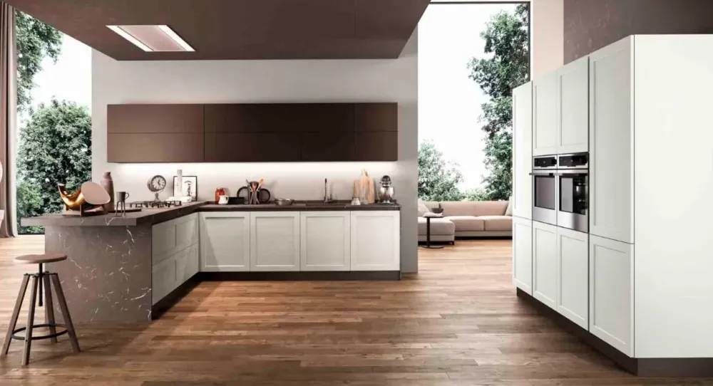 Outlet Cucina bianca moderna lineare Frame 3 a soli 10300 Euro Cucine Lineari|Cucine Moderne