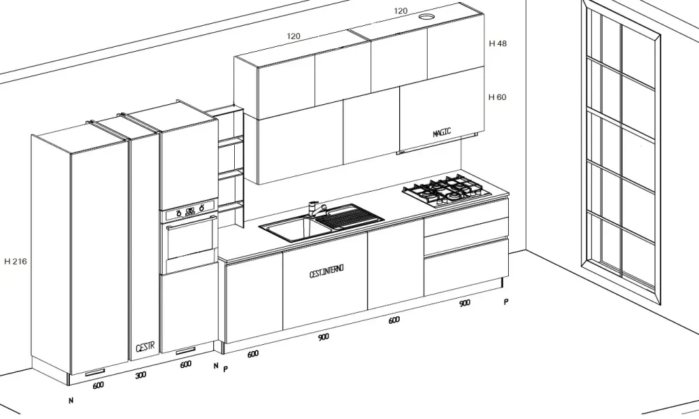 Stosa Cucina bianca moderna lineare Infinity- Cucine Lineari|Cucine Moderne