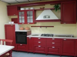 Online Cucina country lineare rossa in legno Melarancia Cucine Lineari|Cucine Country