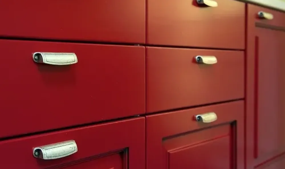 Online Cucina country lineare rossa in legno Melarancia Cucine Lineari|Cucine Country