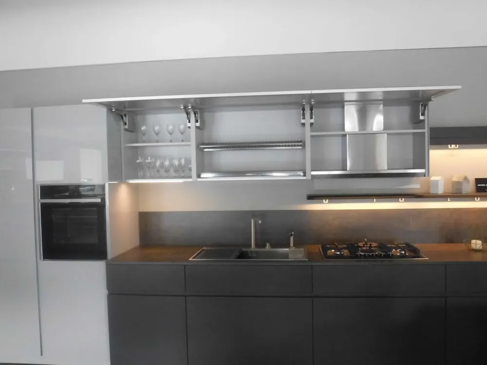 Clearance Cucina moderna lineare altri colori in vetro Maxima 2.2 - vetro lucido e laccato strutturato Cucine Lineari|Cucine Moderne