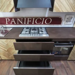 Cucina moderna lineare rovere chiaro in legno Cucinja moderna rennes in legno e bronzo^Collezione esclusiva Best