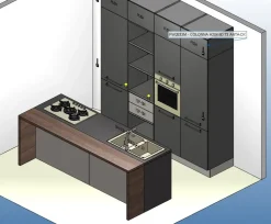 Colombini Casa Cucina moderna con penisola grigio in laminato opaco Quadra- Cucine Con Penisola|Cucine Moderne