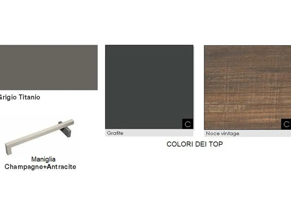 Colombini Casa Cucina moderna con penisola grigio in laminato opaco Quadra- Cucine Con Penisola|Cucine Moderne