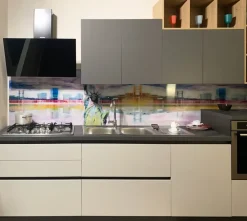 Colombini Casa Cucina moderna lineare grigia in laminato opaco Quadra gola- Cucine Lineari|Cucine Moderne