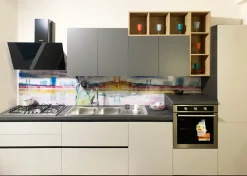 Colombini Casa Cucina moderna lineare grigia in laminato opaco Quadra gola- Cucine Lineari|Cucine Moderne