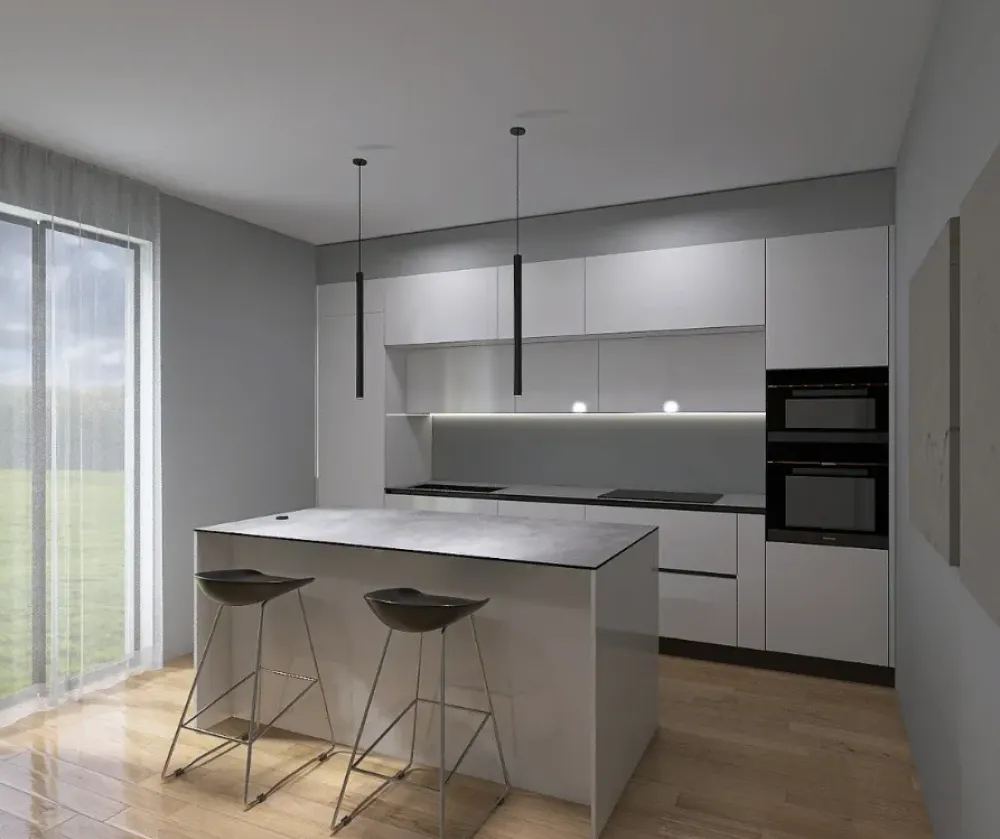 Primopiano Cucine Cucina con isola in hpl bianca Cucinamarmi a prezzo ribassato- Cucine Ad Isola|Cucine Moderne