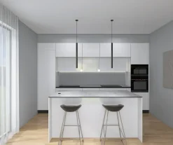 Primopiano Cucine Cucina con isola in hpl bianca Cucinamarmi a prezzo ribassato- Cucine Ad Isola|Cucine Moderne