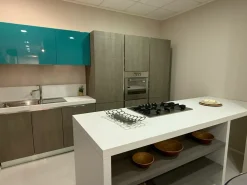 Cucina con isola in laminato materico blu Melissa a prezzo scontato^Arrex New