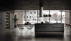 Cucina con isola in laminato opaco grigia Anta 1 a prezzo ribassato^Antares Online