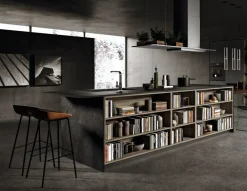 Cucina con isola in laminato opaco grigia Anta 1 a prezzo ribassato^Antares Online