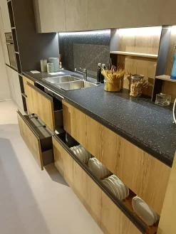 Cucina con isola in laminato materico grigia Kali a prezzo ribassato^Arredo3 Sale