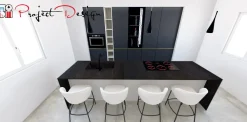 Discount Cucina con isola in laminato opaco antracite Kali a prezzo ribassato Cucine Ad Isola|Cucine Design