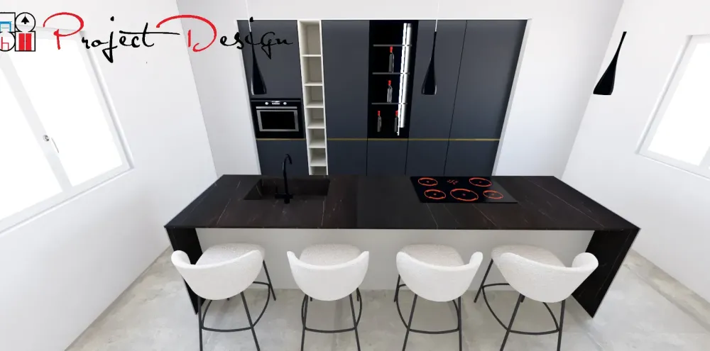 Discount Cucina con isola in laminato opaco antracite Kali a prezzo ribassato Cucine Ad Isola|Cucine Design