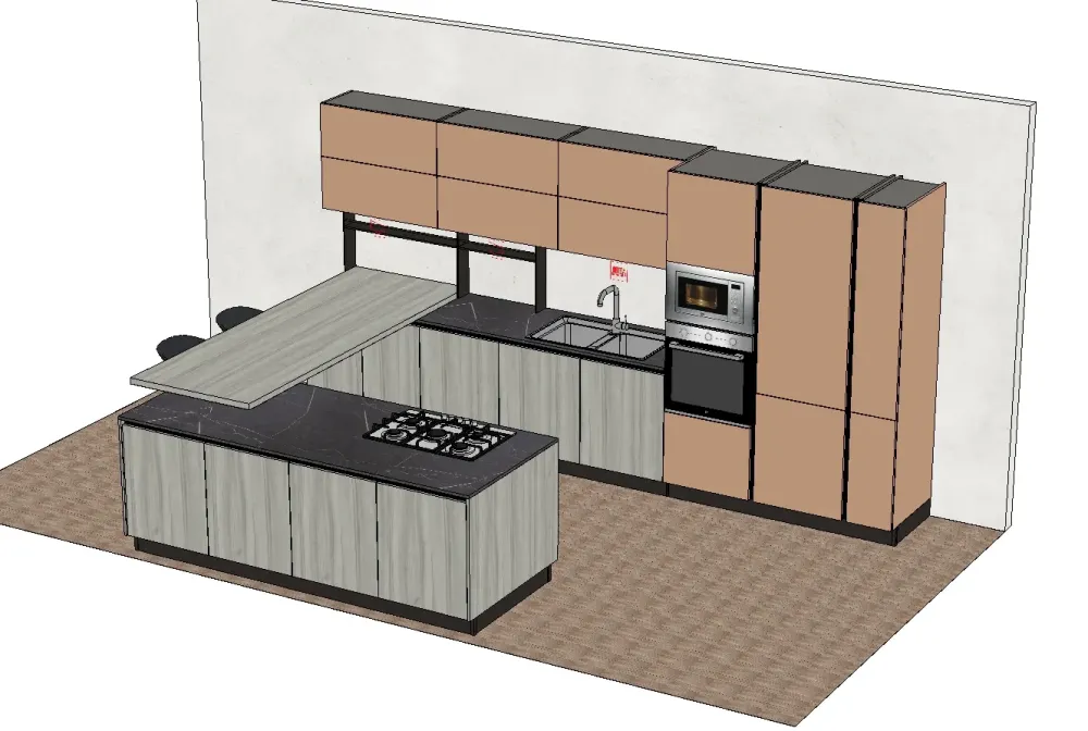 Arredo3 Cucina con isola in laminato materico a prezzo scontato 40%- Cucine Ad Isola|Cucine Moderne