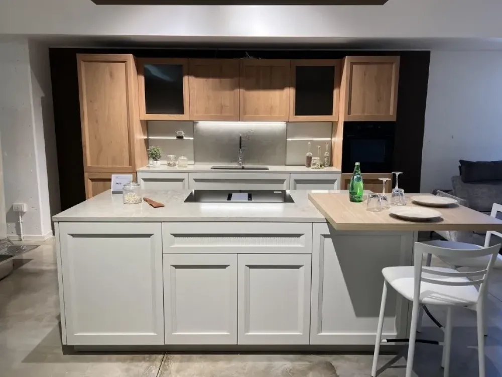 Discount Cucina con isola in nobilitato bianca Palio a prezzo ribassato Cucine Ad Isola|Cucine Moderne