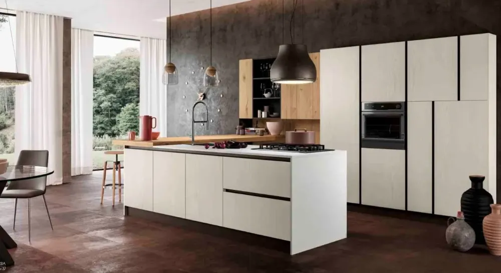 Cucina con isola moderna rovere chiaro Asia a soli 9780 Euro^Arredo3 Discount