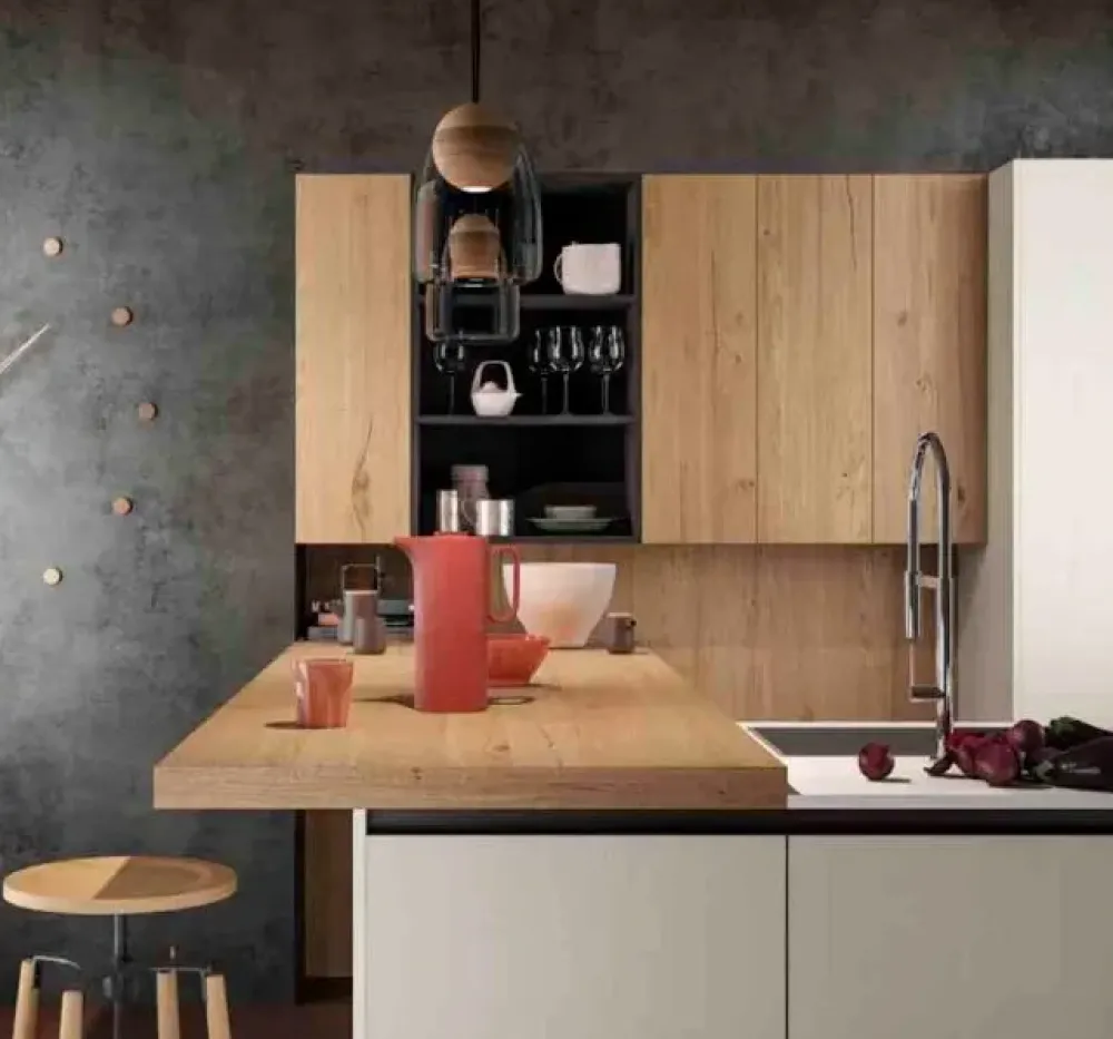 Cucina con isola moderna rovere chiaro Asia a soli 9780 Euro^Arredo3 Discount