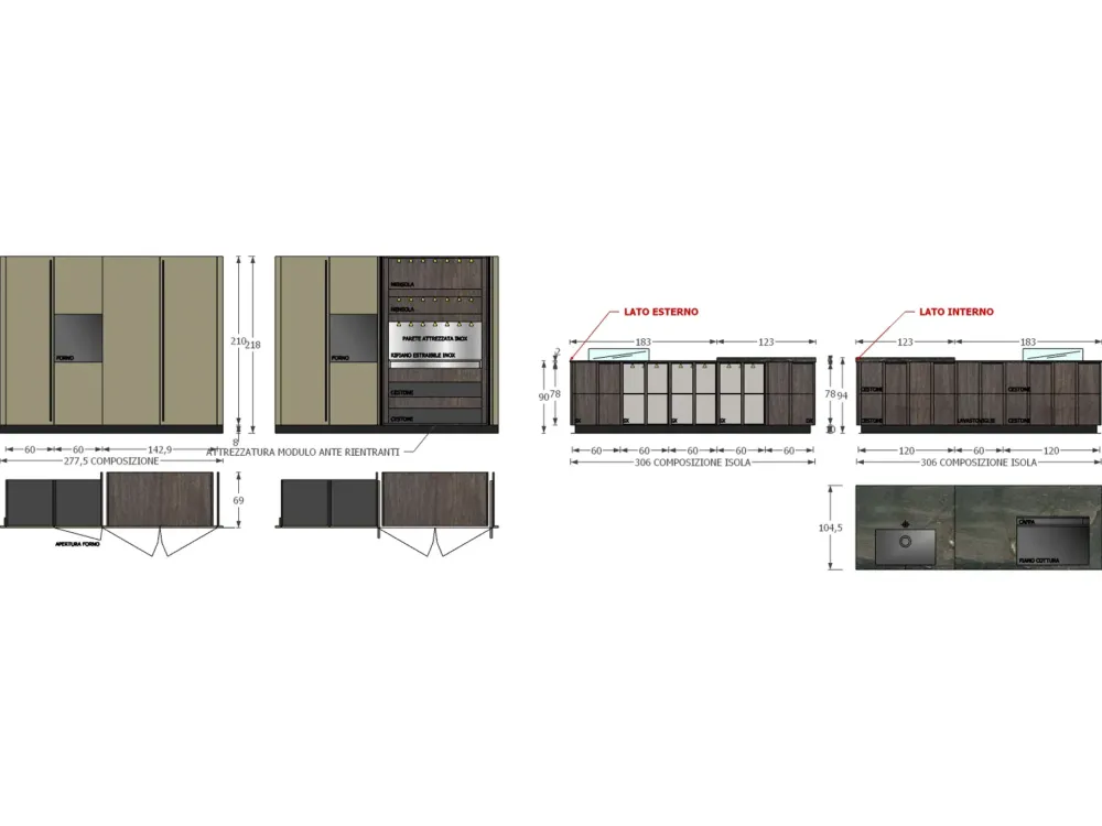 Diotti.com Cucina con isola moderna altri colori Plan loto 01 outlet a soli 39890 Euro- Cucine Ad Isola|Cucine Moderne