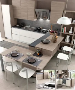 Hot Cucina con penisola in laminato materico altri colori Hansel a prezzo scontato Cucine Con Penisola|Cucine Design