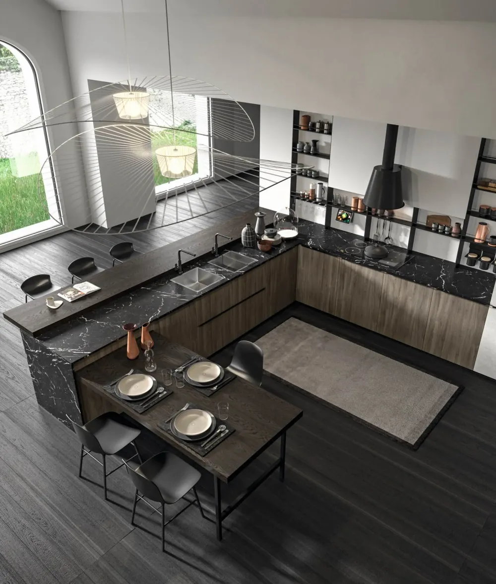 Online Cucina con penisola in laminato materico a prezzo ribassato 35% Cucine Con Penisola|Cucine Design