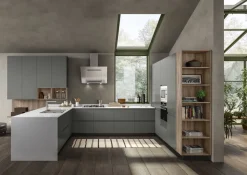 Essebi Cucina con penisola in laccata opaco grigia Nadir 1 a prezzo ribassato- Cucine Con Penisola|Cucine Moderne