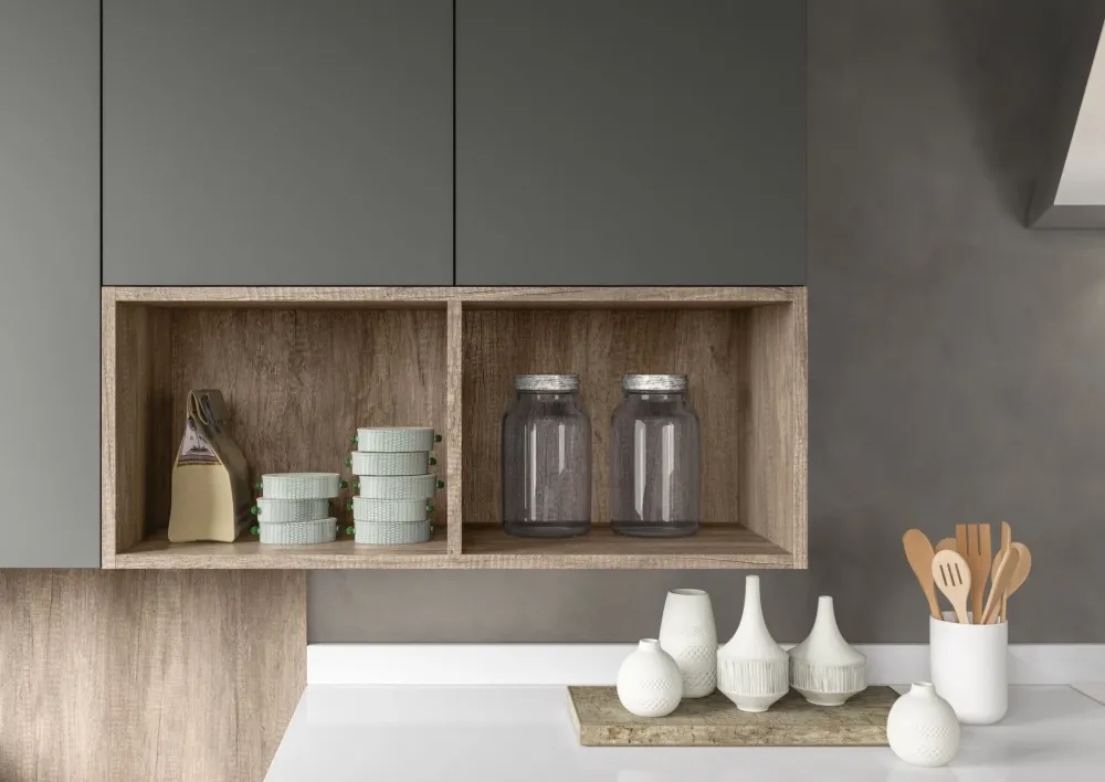 Essebi Cucina con penisola in laccata opaco grigia Nadir 1 a prezzo ribassato- Cucine Con Penisola|Cucine Moderne