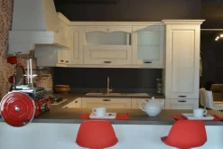 Artigianale Cucina con penisola in legno bianca Cc02 a prezzo scontato- Cucine Con Penisola|Cucine Country