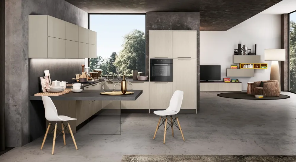 Cucina con penisola moderna rovere chiaro Round 3 a soli 10517 Euro^Arredo3 Hot