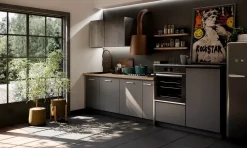 Cucina Cucina industrial con paino legno e ante effetto iron steel con colonne   di in Offerta Outlet -46%^Outlet Etnico Online