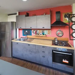 Outlet Etnico Cucina Cucina industrial piano legno lineare con un ribasso imperdibile- Cucine Lineari