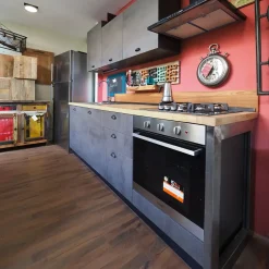 Outlet Etnico Cucina Cucina industrial piano legno lineare con un ribasso imperdibile- Cucine Lineari