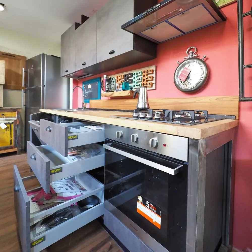 Outlet Etnico Cucina Cucina industrial piano legno lineare con un ribasso imperdibile- Cucine Lineari