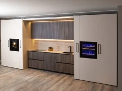 Cucina design lineare tortora in laccata opaco Klab 09 outlet^Diotti.com New