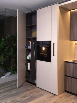 Cucina design lineare tortora in laccata opaco Klab 09 outlet^Diotti.com New