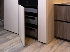 Cucina design lineare tortora in laccata opaco Klab 09 outlet^Diotti.com New